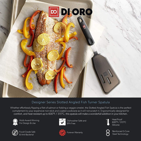 di Oro Living 600°F heat-resistance silicone spatula protects pans during searing