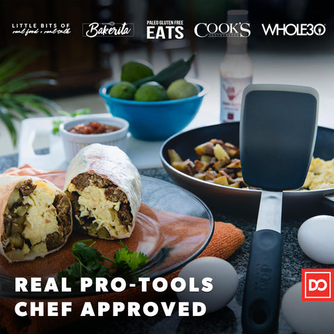 di Oro Living Chef Series Standard Spatula shows stainless steel core and silicone head.