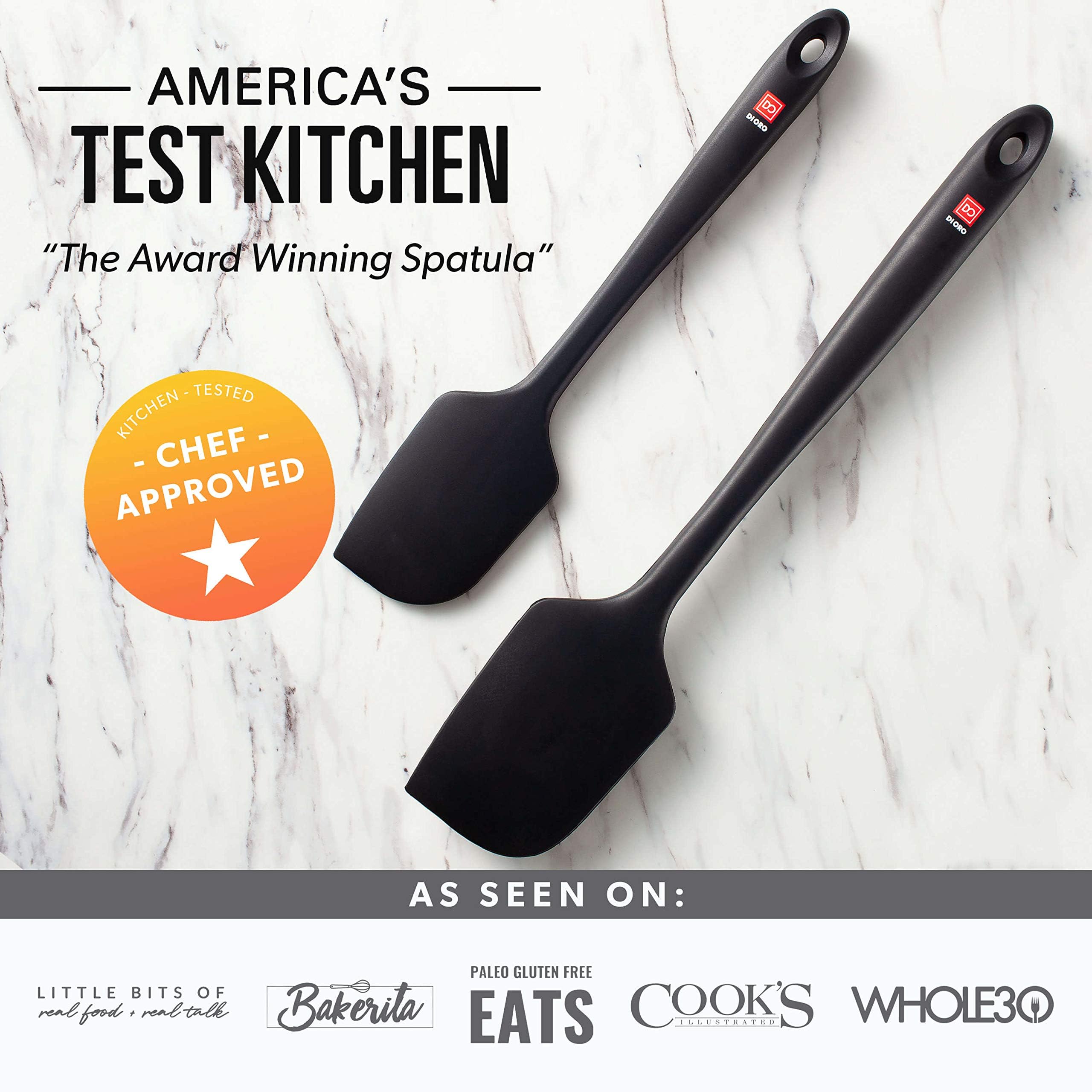 DI ORO Living silicone spatulas help scrape bowls clean without scratching nonstick surfaces