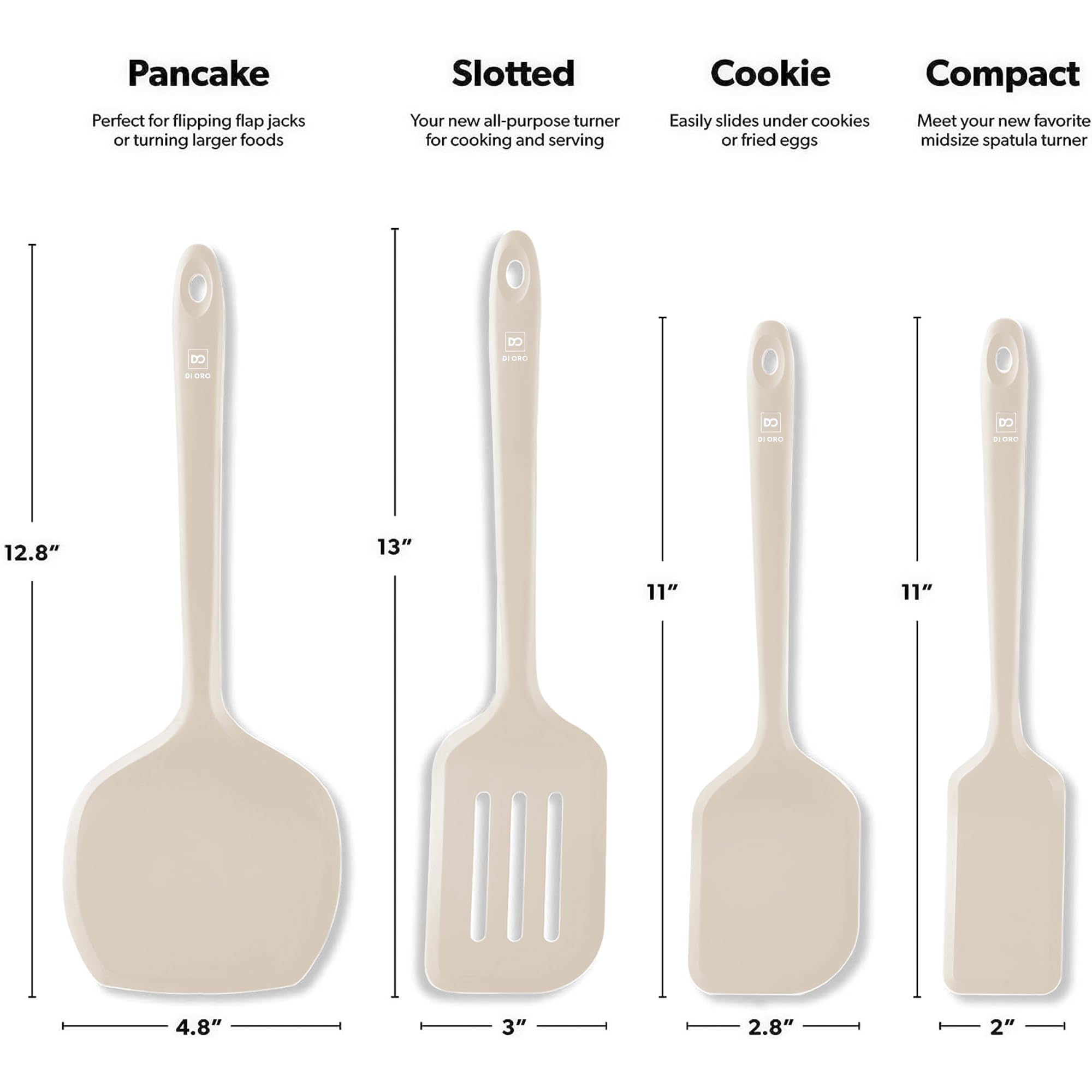 DI ORO Living dishwasher-safe silicone turner simplifies post-meal cleanup.