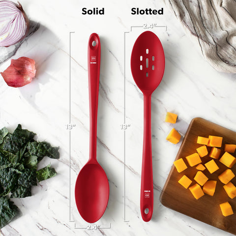 DI ORO Living dishwasher-safe spoon set for quick cleanup after busy cooking sessions.