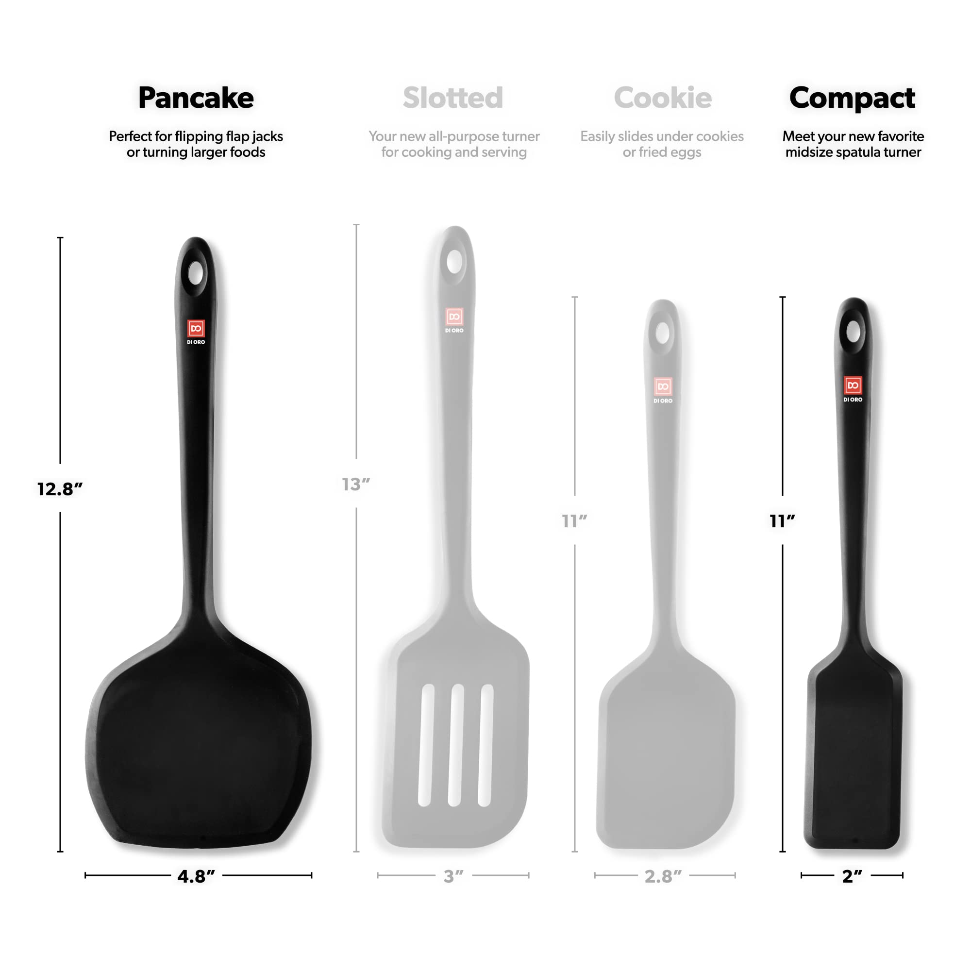 DI ORO Living dishwasher-safe turner for quick cleanup after meals.