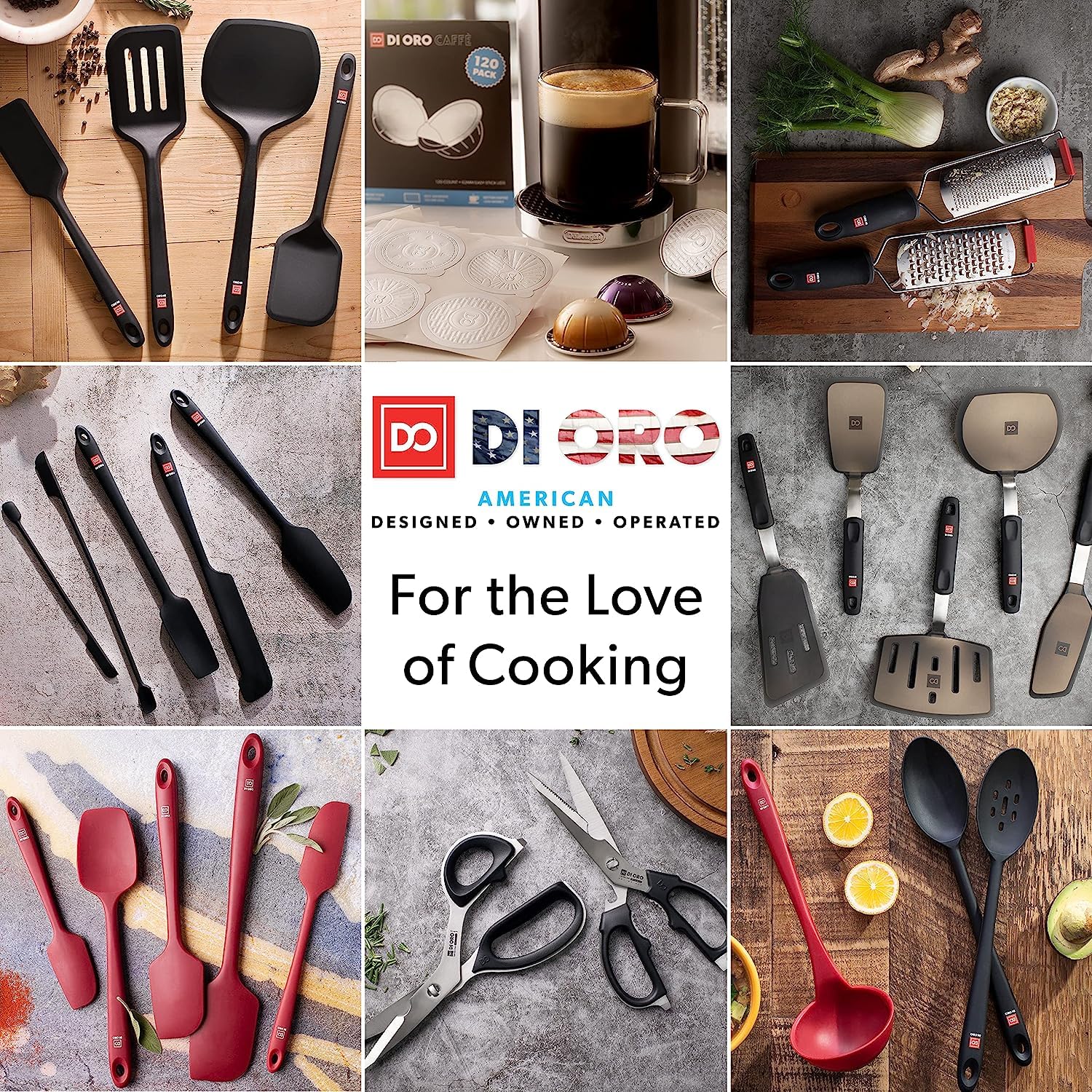 DI ORO Living easy-clean seamless design spatula reduces grime buildup.