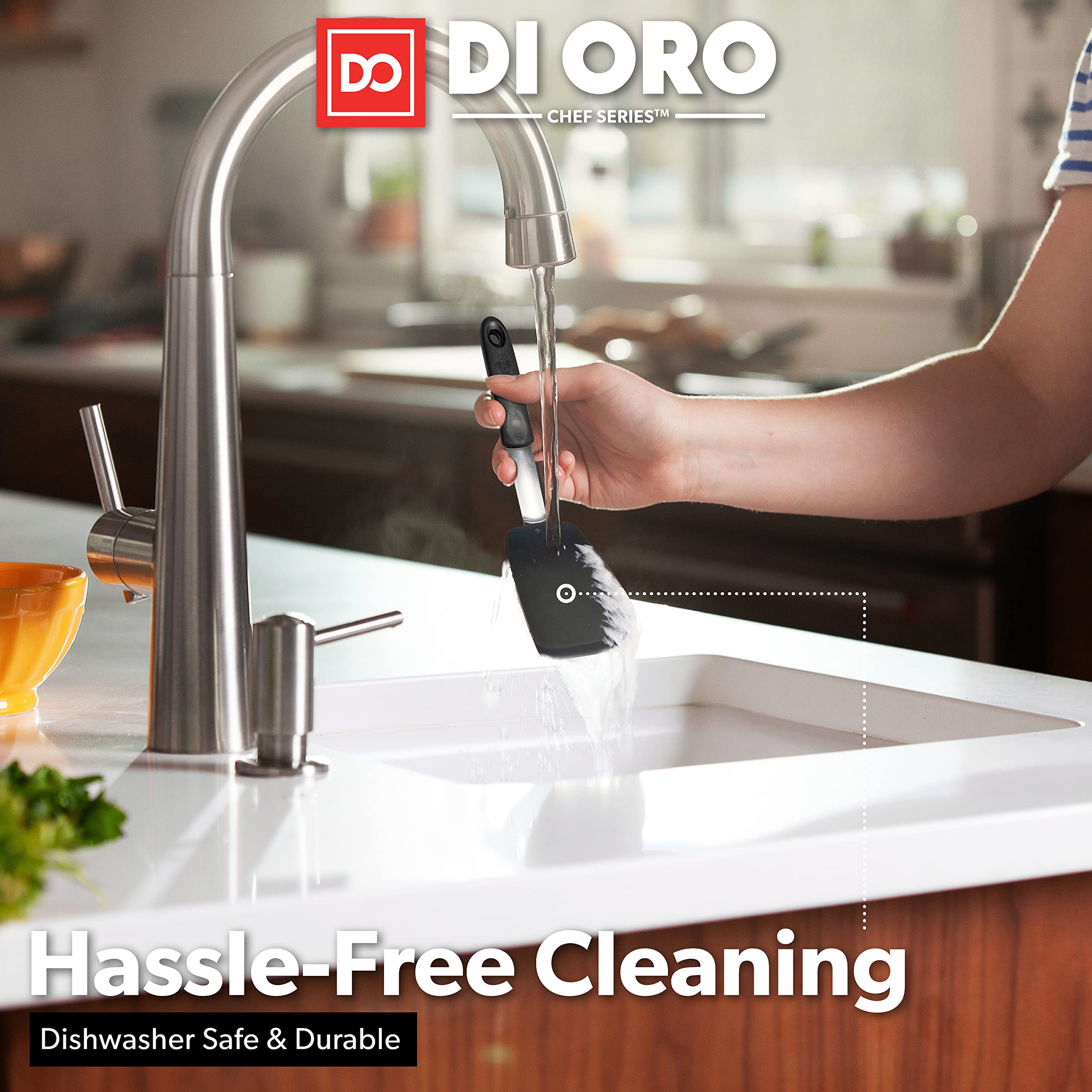 DI ORO Living FLEX spatula lifts delicate fish fillets without damage