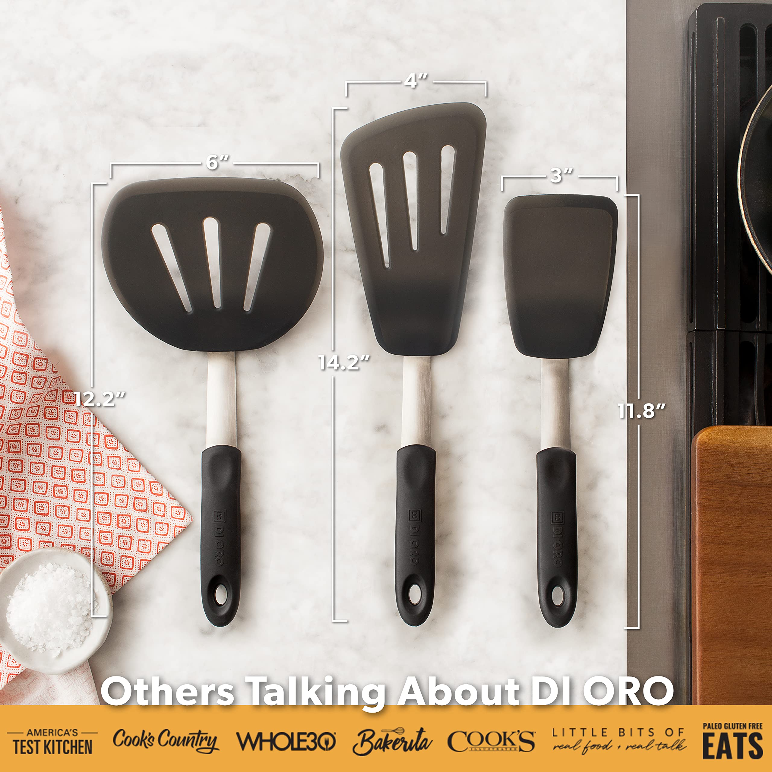 DI ORO Living FLEX spatula cleans easily and is dishwasher-safe