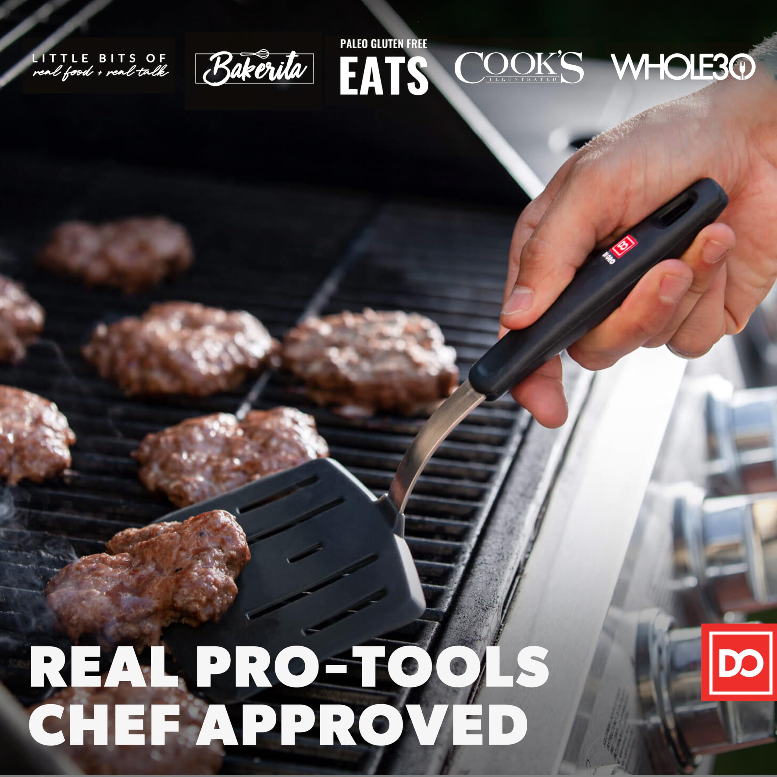 DI ORO Living heat-resistant 600°F spatula with no-melt silicone.