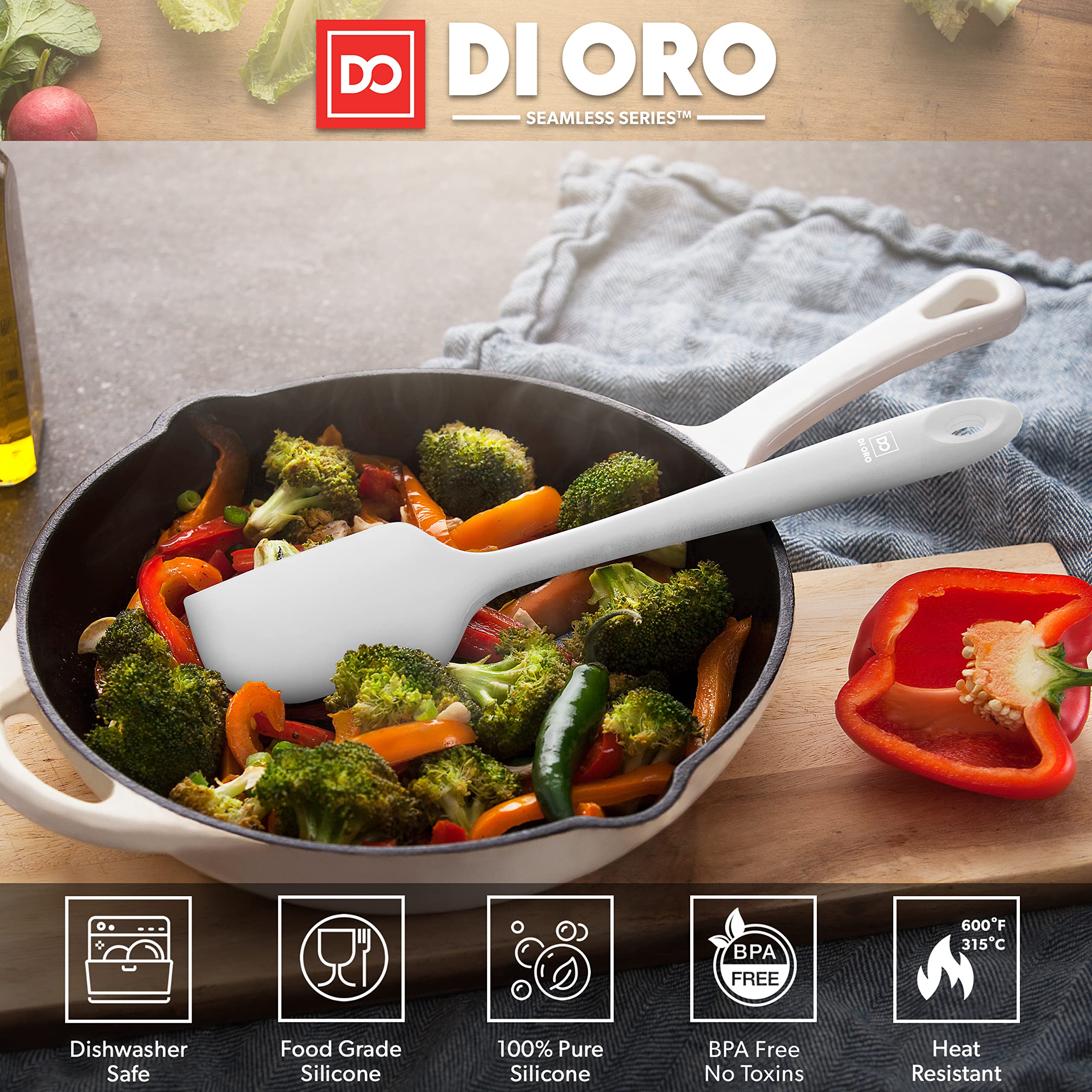 DI ORO heat-resistant silicone up to 600°F for hot cooking