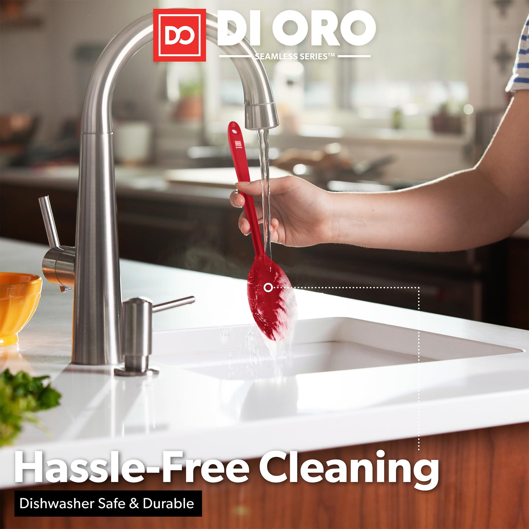 DI ORO Living non-stick friendly spoon protects cookware from scratches during stirring.