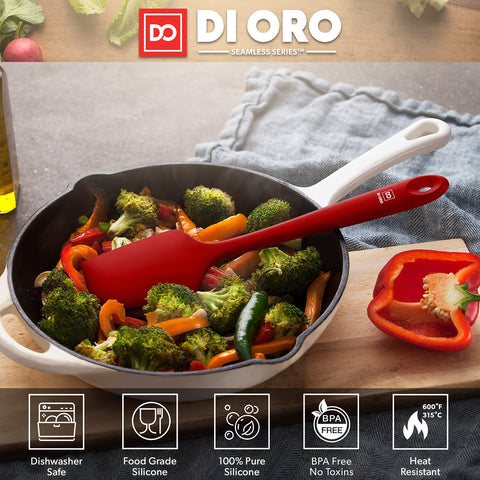 DI ORO non-stick safe spatulas protect cookware while scraping batter.