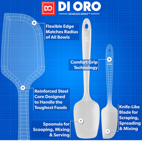 DI ORO Living nonstick-safe spatula protects cookware during sautéing