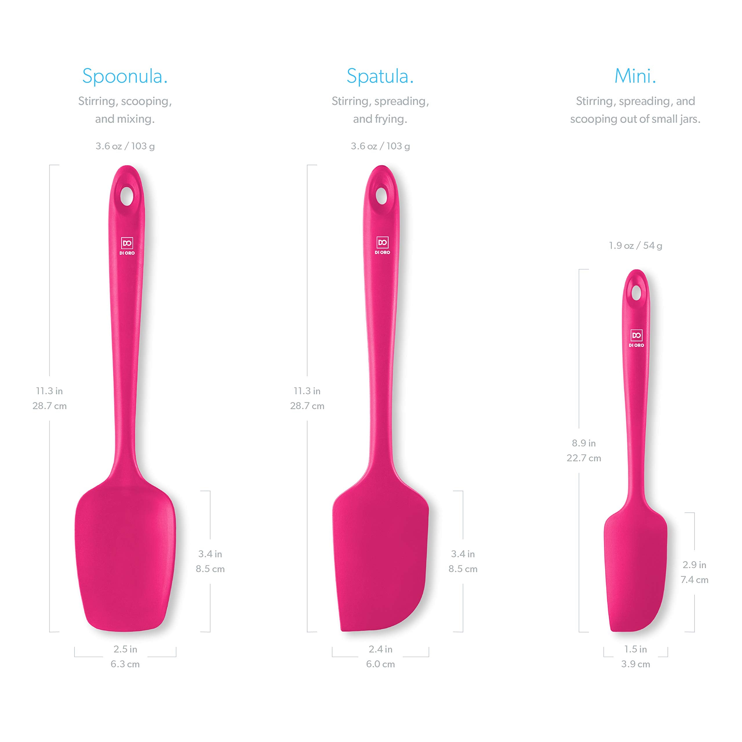 DI ORO Living spoonula used for mixing and scraping on nonstick pans.