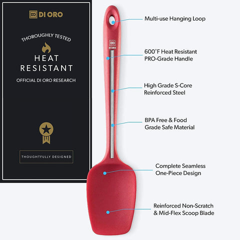 DI ORO nonstick-safe spoonula with flexible blade for scraping bowls and mixing batters
