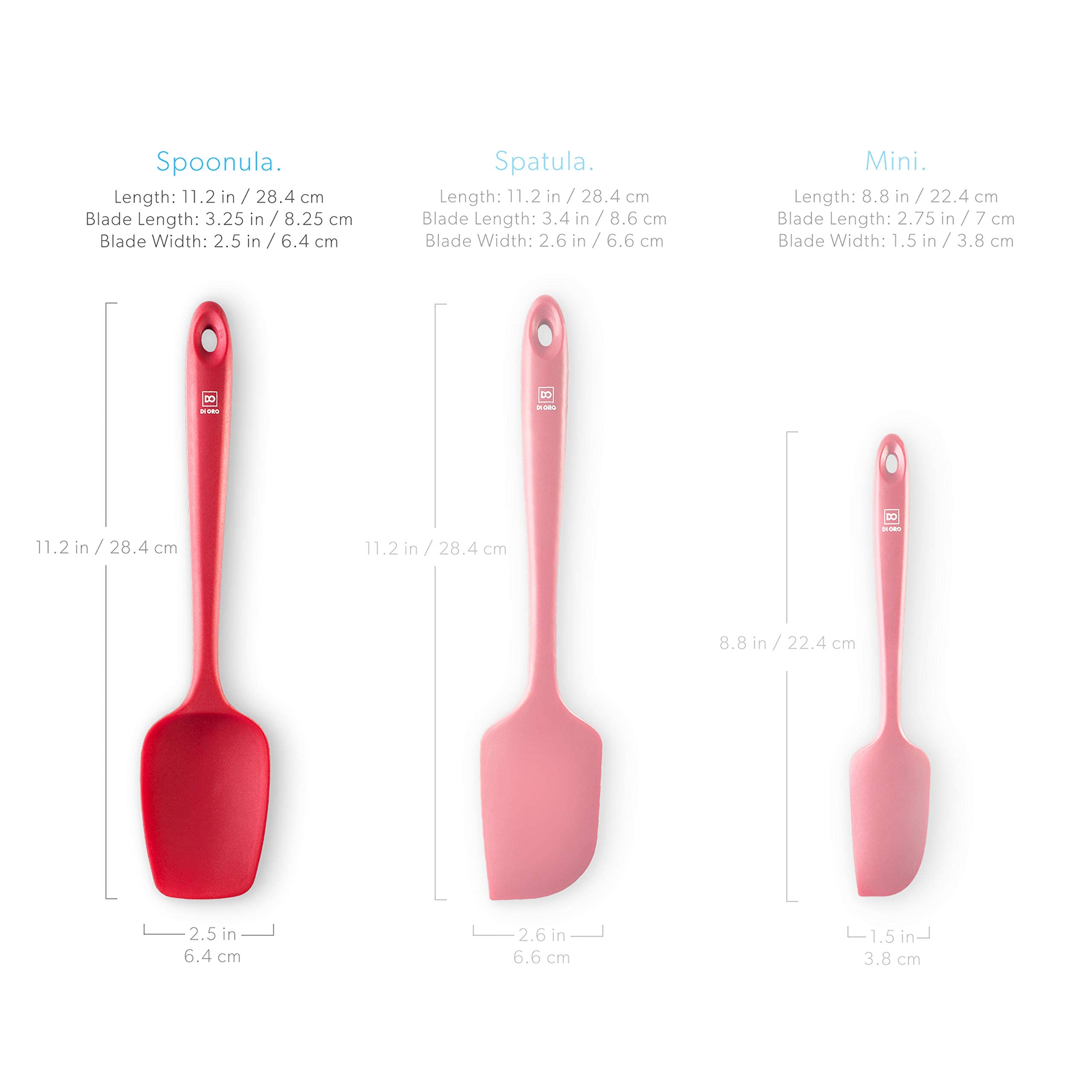 DI ORO silicone spoon spatula in action with nonstick pans for eggs and sauces