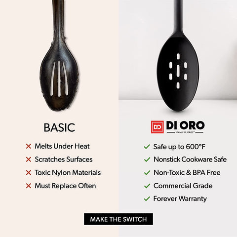 DI ORO Living seamless design spoons prevent food buildup for cleanliness