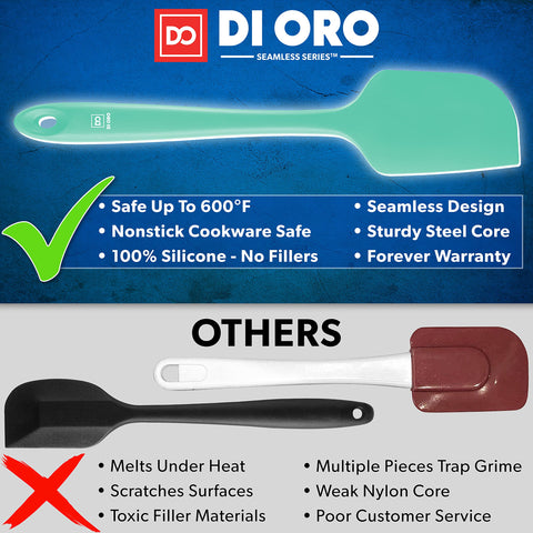 DI ORO Mint spatula in action, stirring sauce safely on the stove.