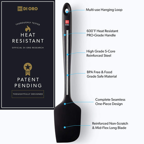 DI ORO Living Seamless Pro 14 inch spatula ideal for tough dough mixing