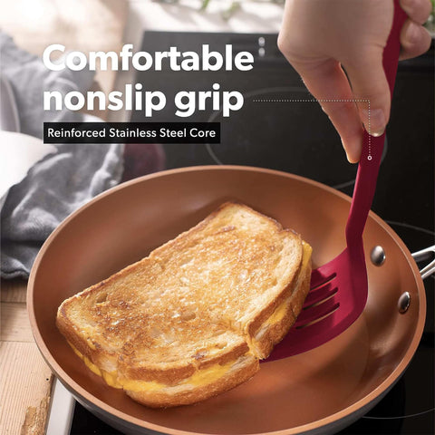 DI ORO Living Seamless Series Moda red small cookie spatula for delicate cookie handling.