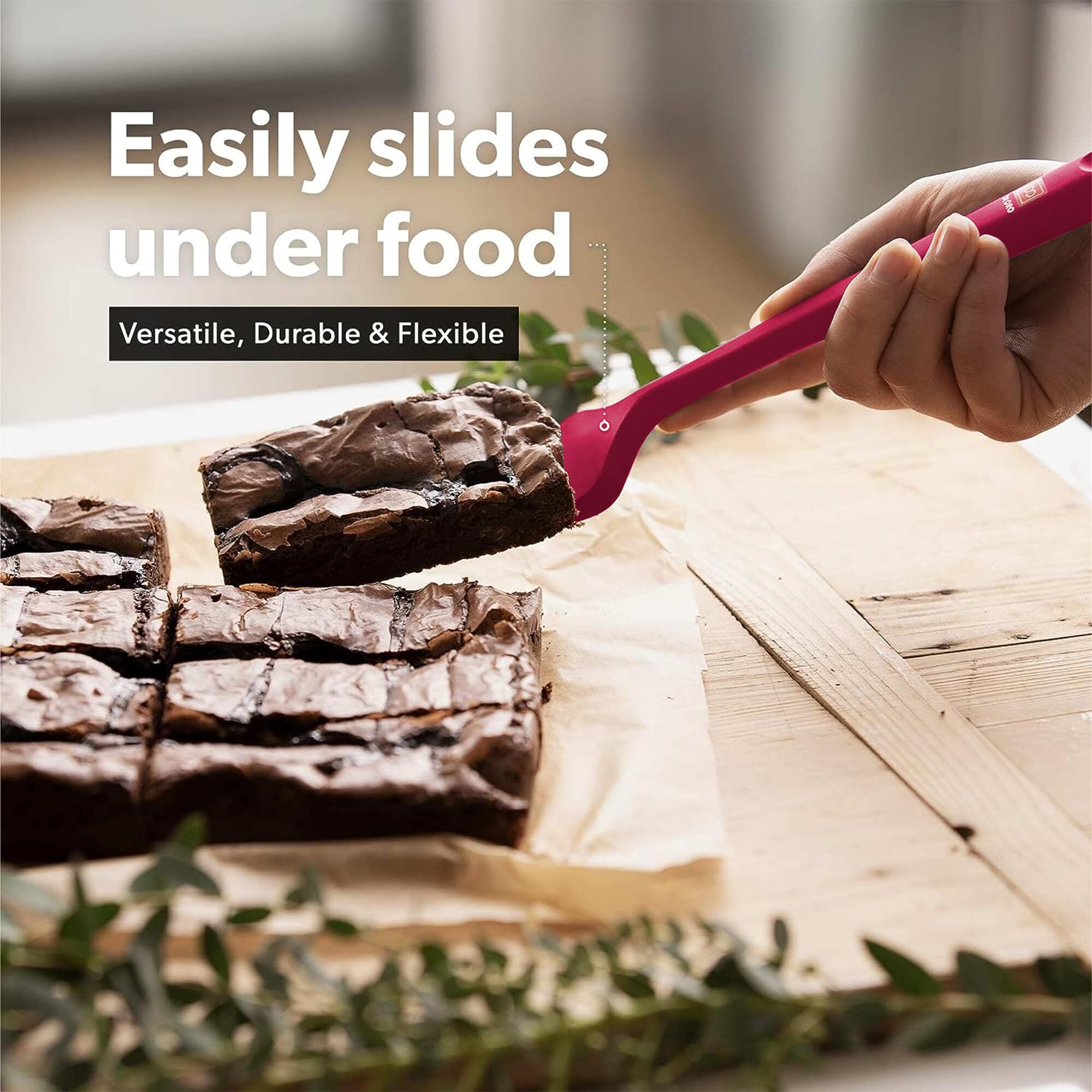 DI ORO Living Seamless Series Moda red sturdy-silicone-blade spatula for durable nonstick cooking.
