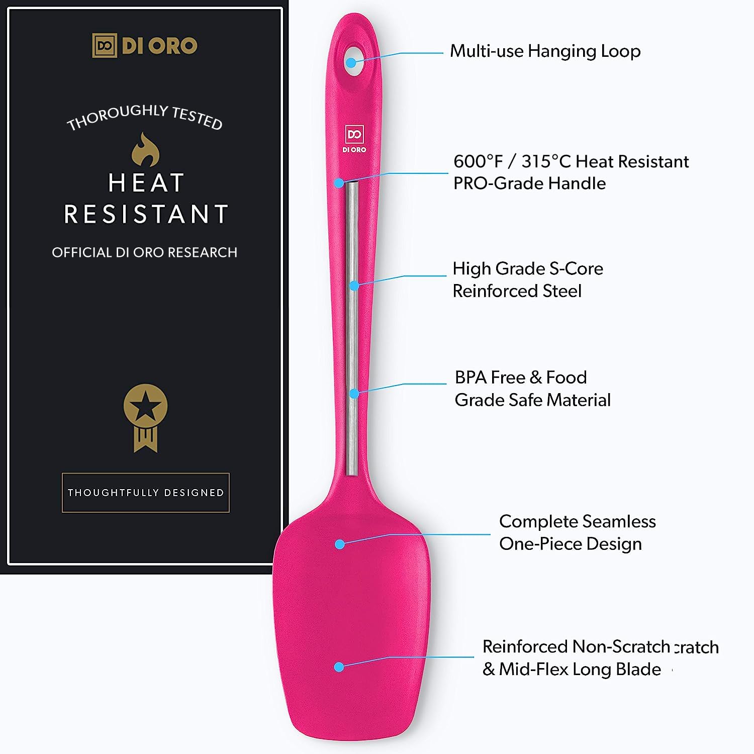 DI ORO Living seamless spoonula with dishwasher-safe design.