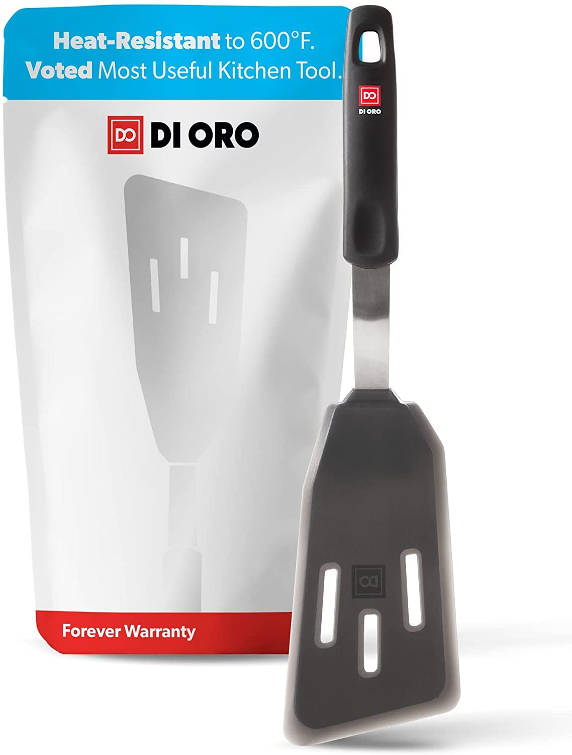 di Oro Living silicone fish spatula with no-melt handle for high-heat flipping