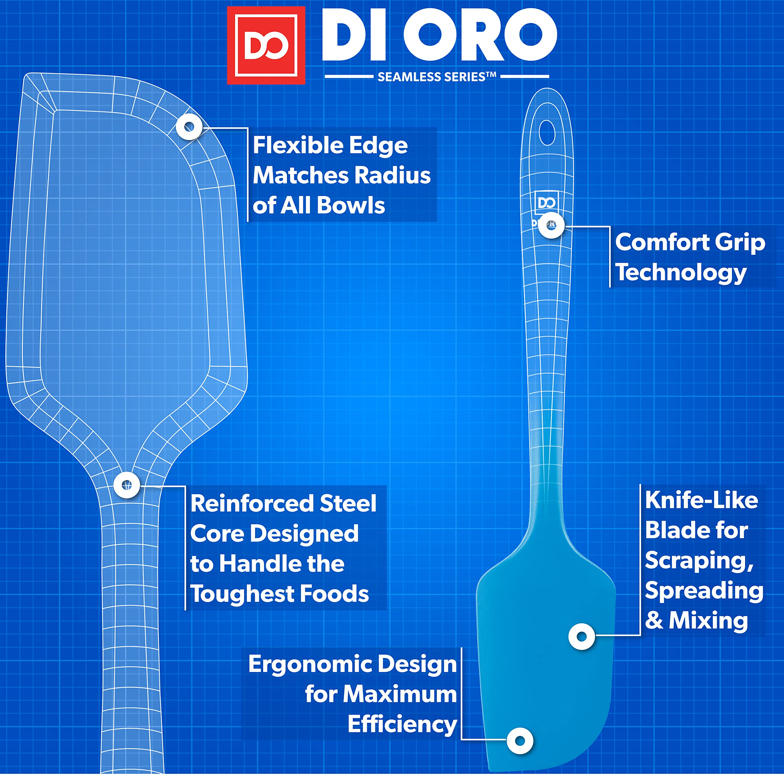 DI ORO Living BPA-free silicone spatula safe for nonstick cookware