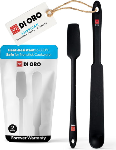 DI ORO Living silicone spatula cleaning a jar to the last drop, reducing waste.