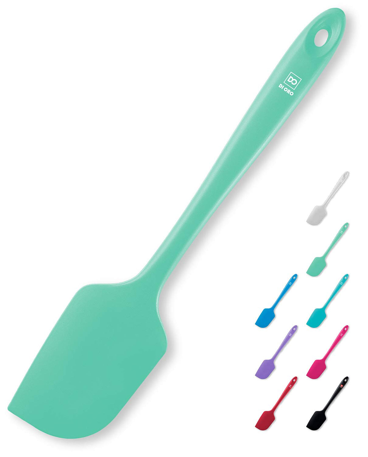 DI ORO Mint silicone spatula with seamless design for easy scraping and mixing.