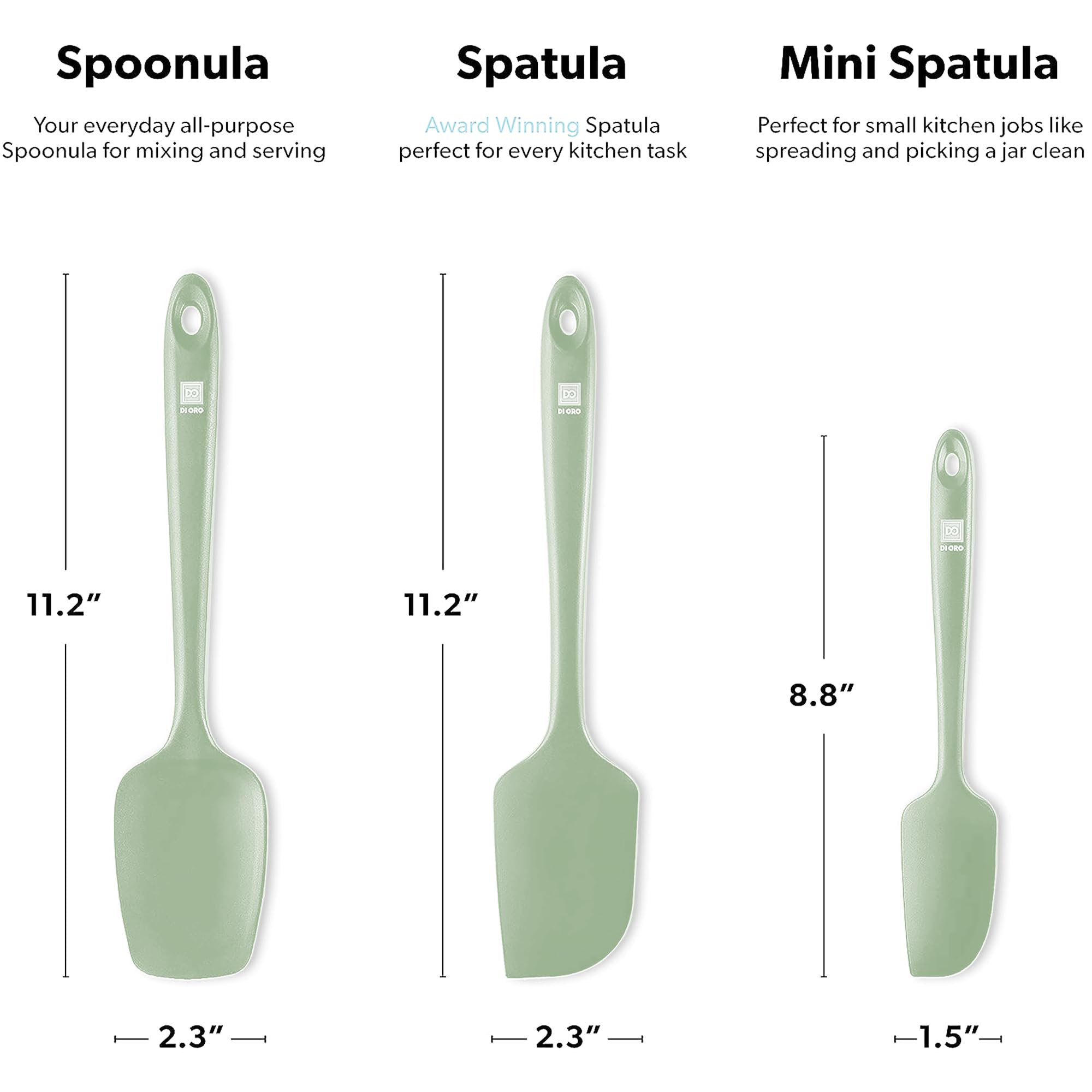 di Oro Living spatulas shown as dishwasher-safe after quick washing