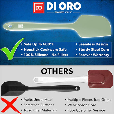 di Oro Living heat-resistant spatula demonstrates nonstick protection up to 600°F
