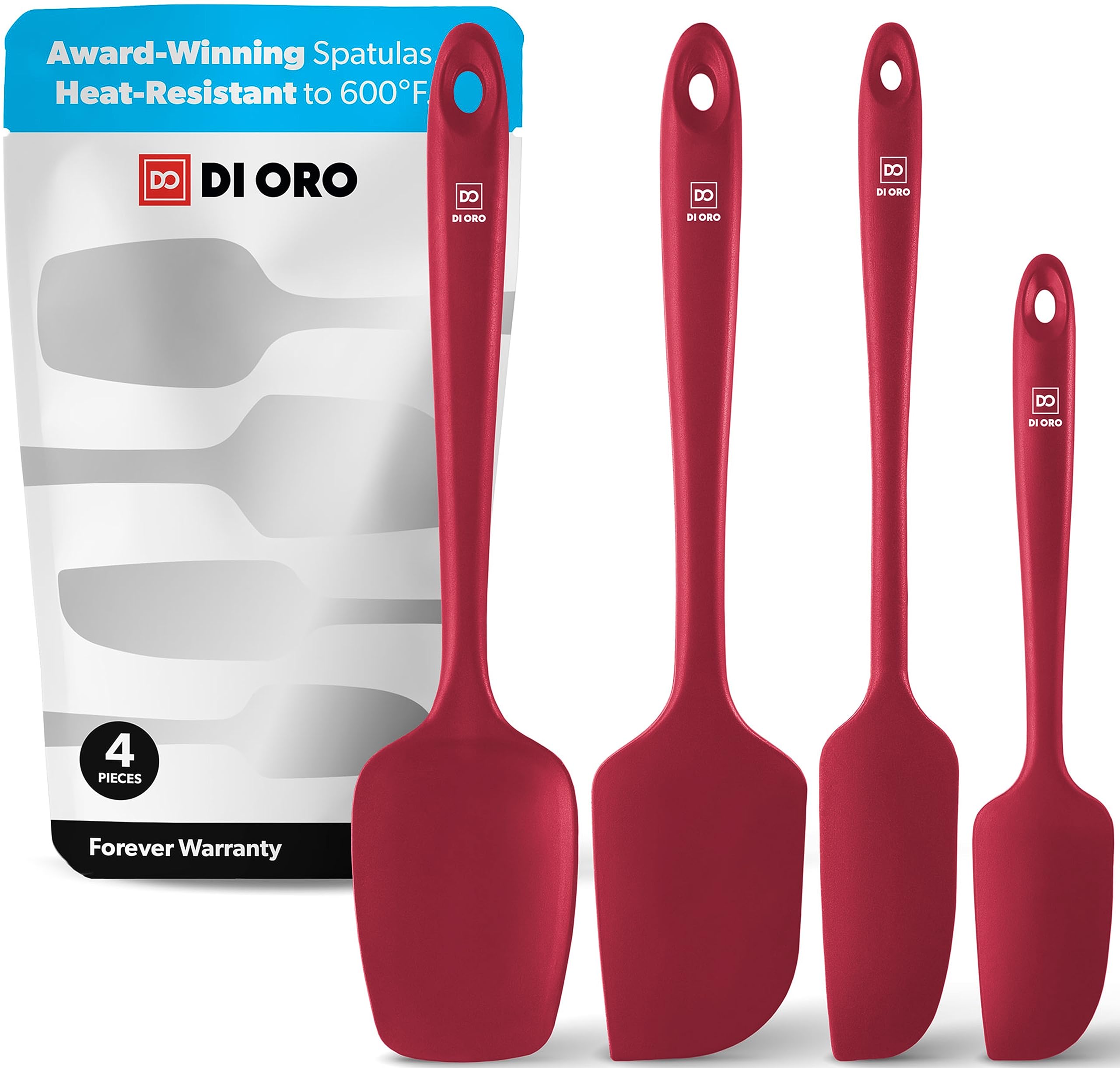 DI ORO Living silicone spatula set in red, ideal for versatile cooking tasks.