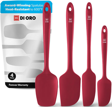 DI ORO Living silicone spatula set in red, ideal for versatile cooking tasks.