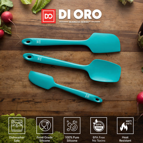 Teal DI ORO spatula flexible blade for scraping bowls and batters