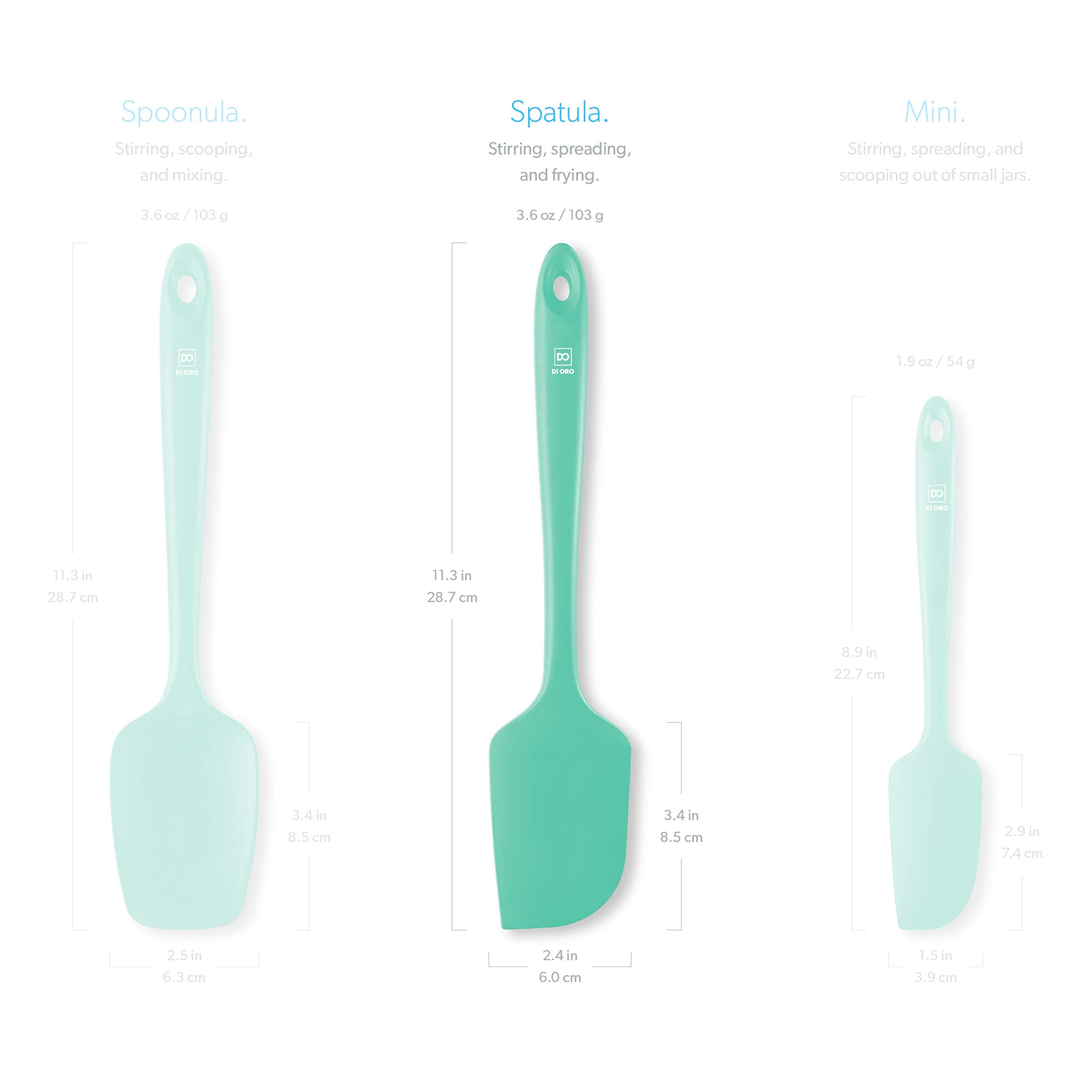 DI ORO Mint spatula with reinforced stainless steel core visible in handle.