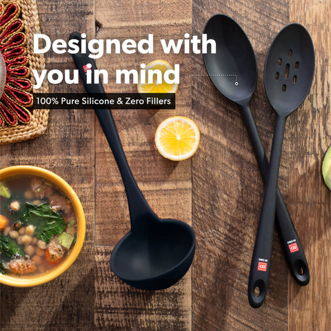 DI ORO Living silicone spoon for serving with a smooth finish