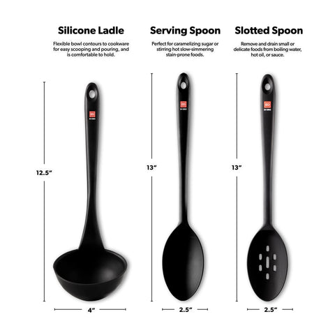 DI ORO Living nonstick-safe silicone spoons ideal for delicate cookware
