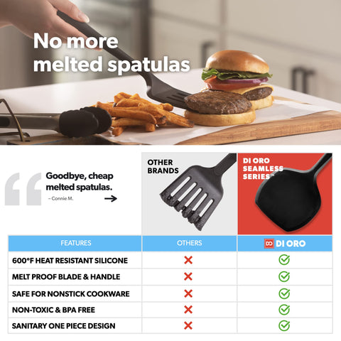 DI ORO Living silicone turner compact for small skillets and quick tasks.