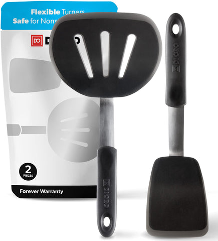DI ORO silicone round turner spatula for smooth pancake flipping on nonstick pans.