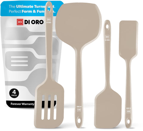DI ORO Living silicone turner set in clay finish, versatile nonstick kitchen tools.