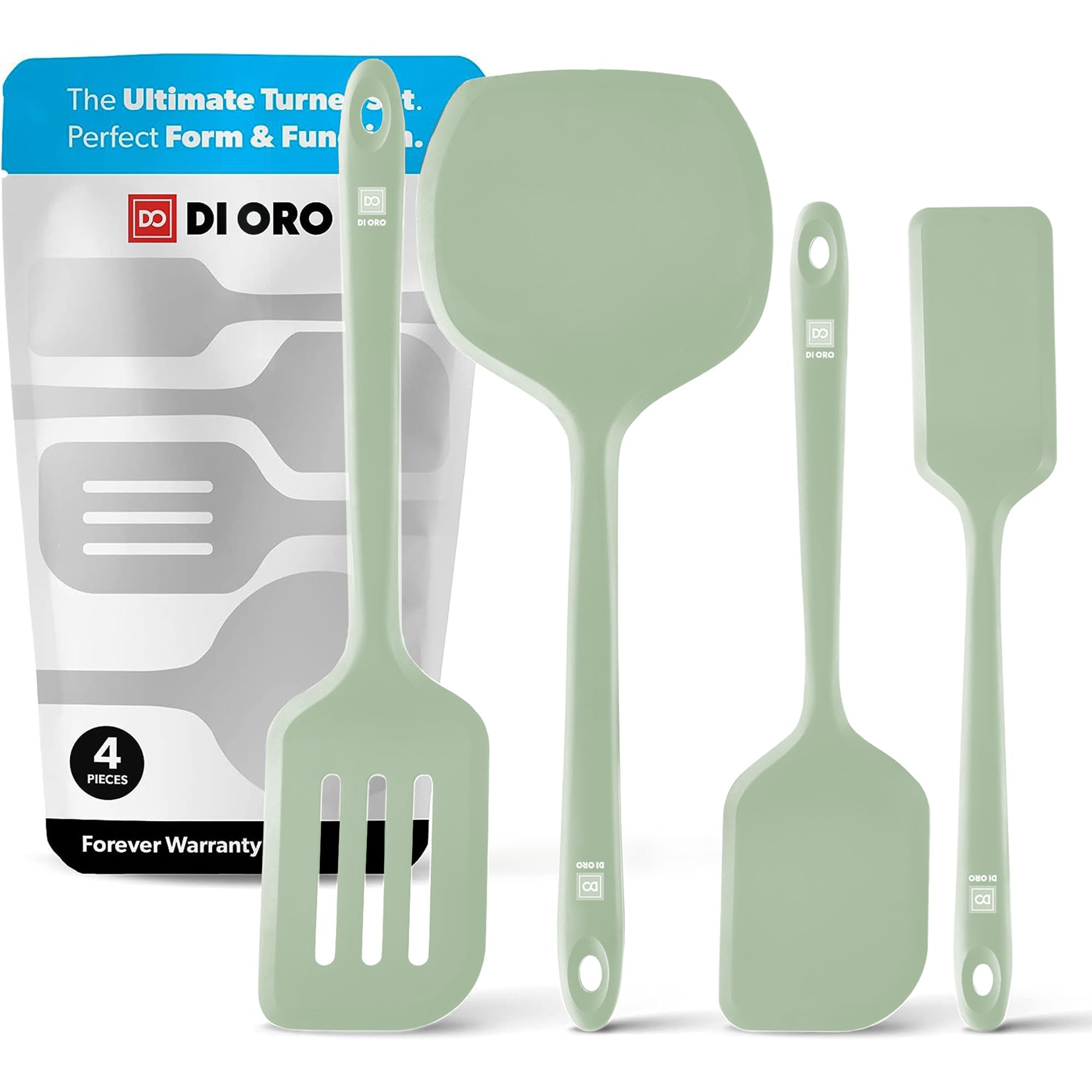 DI ORO silicone turner spatula set flips pancakes with nonstick protection.