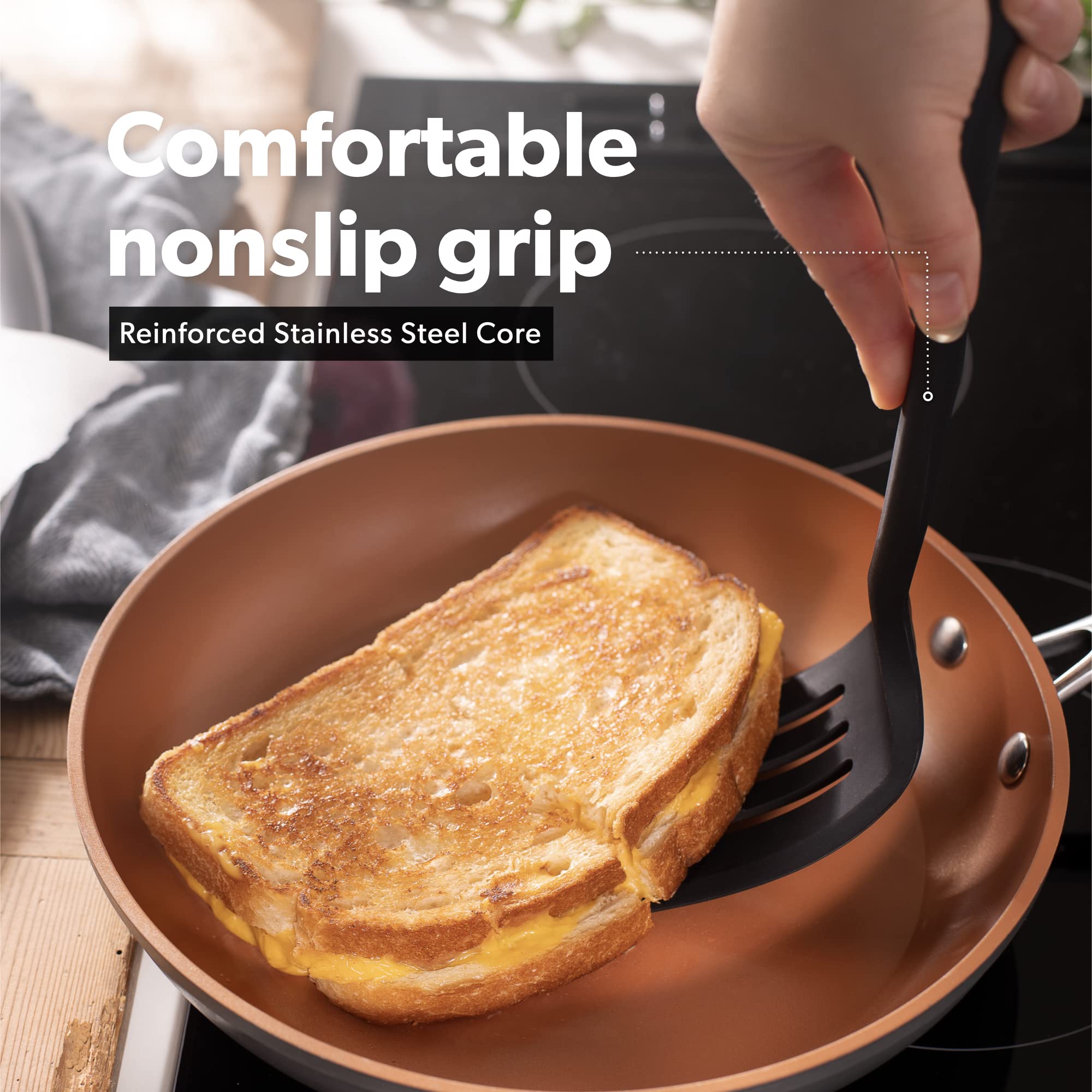 DI ORO nonstick-friendly spatula protects nonstick surfaces while turning food