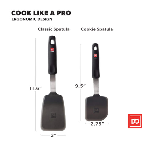 DI ORO Living spatula withstands up to 600°F for high-heat sautéing.