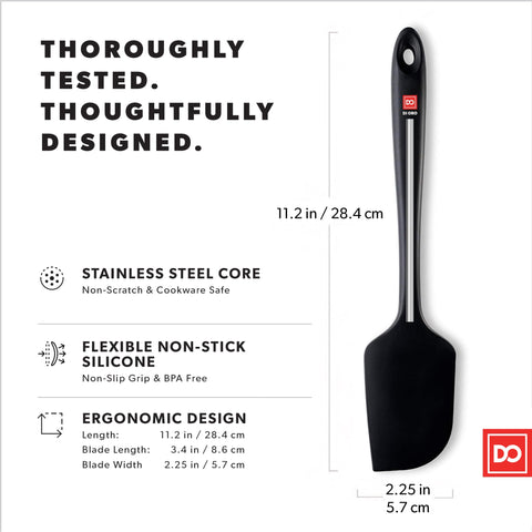 di Oro Living spatula with stainless steel core built to outlast standard plastic utensils.