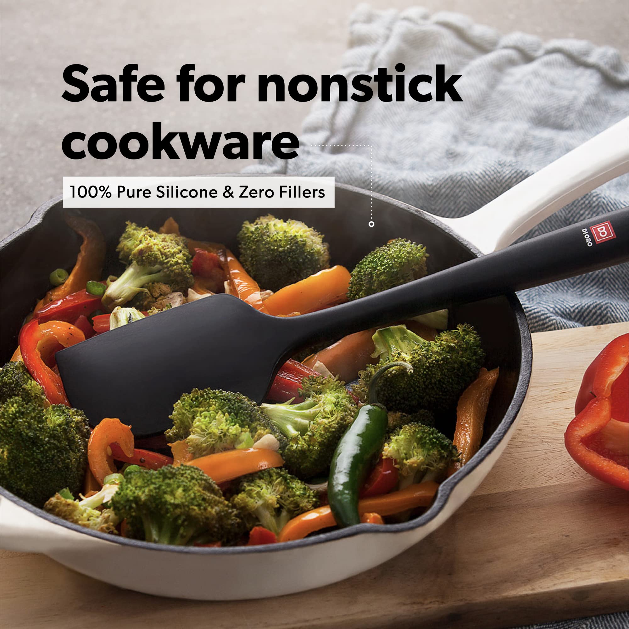 DI ORO spoonula and spatula are safe for nonstick cookware