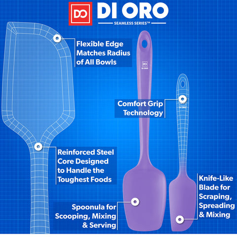 DI ORO spatula resists heat up to 600°F, ideal for sautéing.