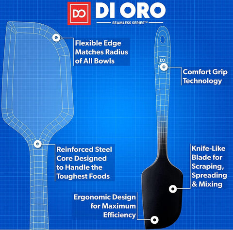 DI ORO Living nonstick-safe spatula protects cookware from scratches during sautéing