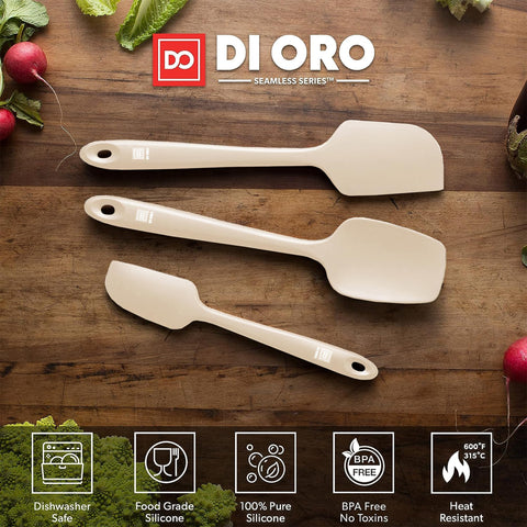 DI ORO spatulas are dishwasher safe for quick cleanup after busy cooking sessions.