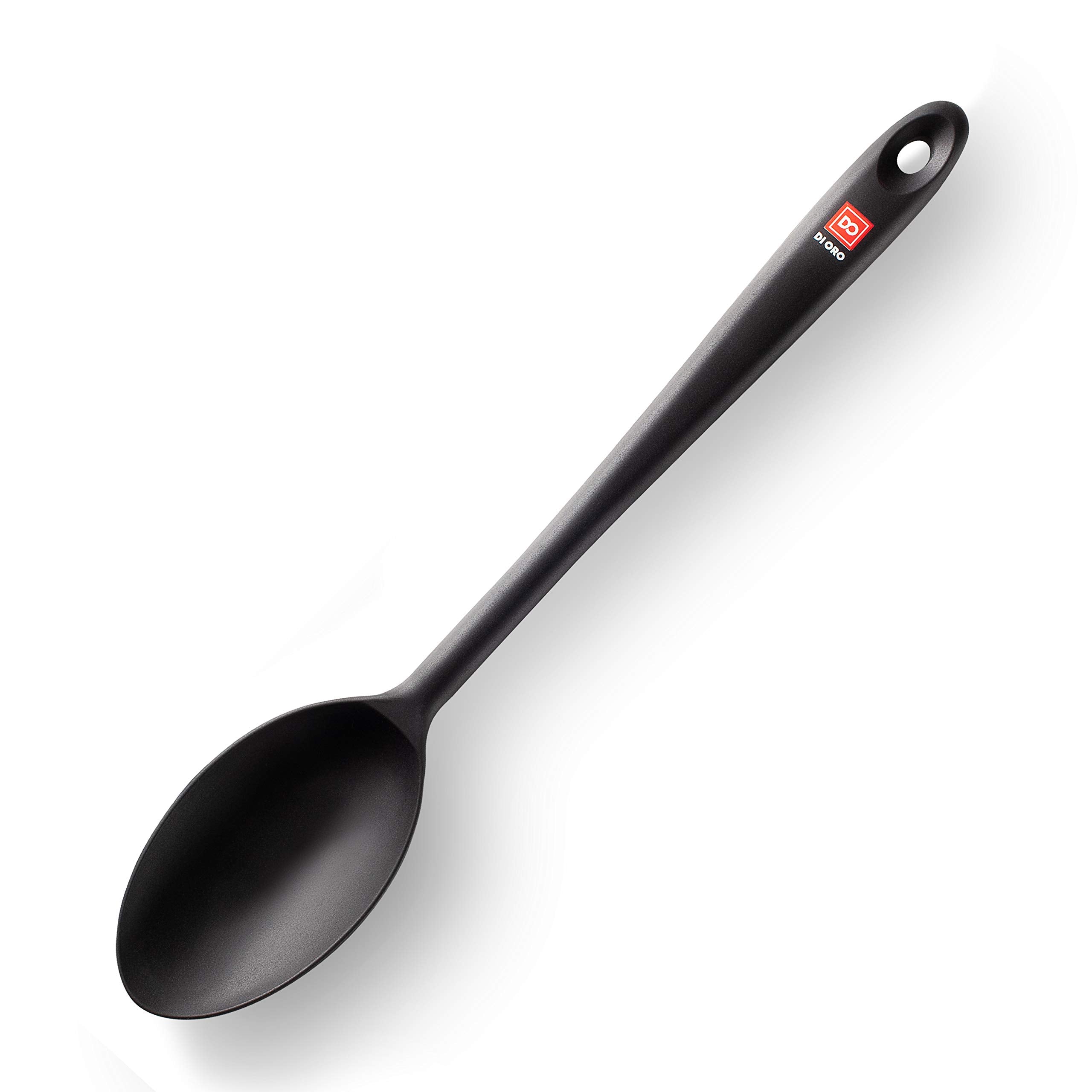 DI ORO solid spoon with heat resistant 600°F core for high heat cooking.