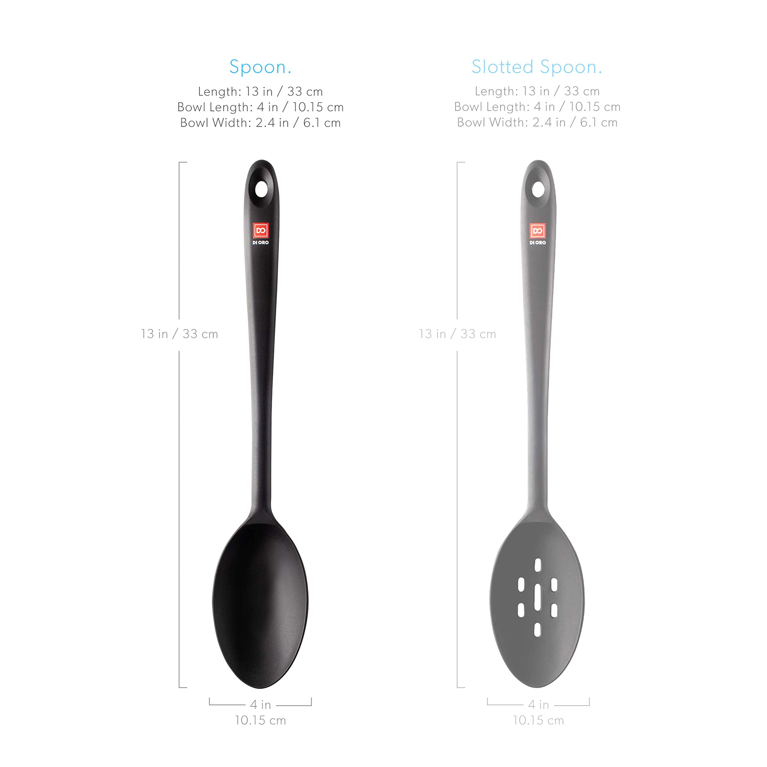 DI ORO solid spoon features a stainless steel core for durability.