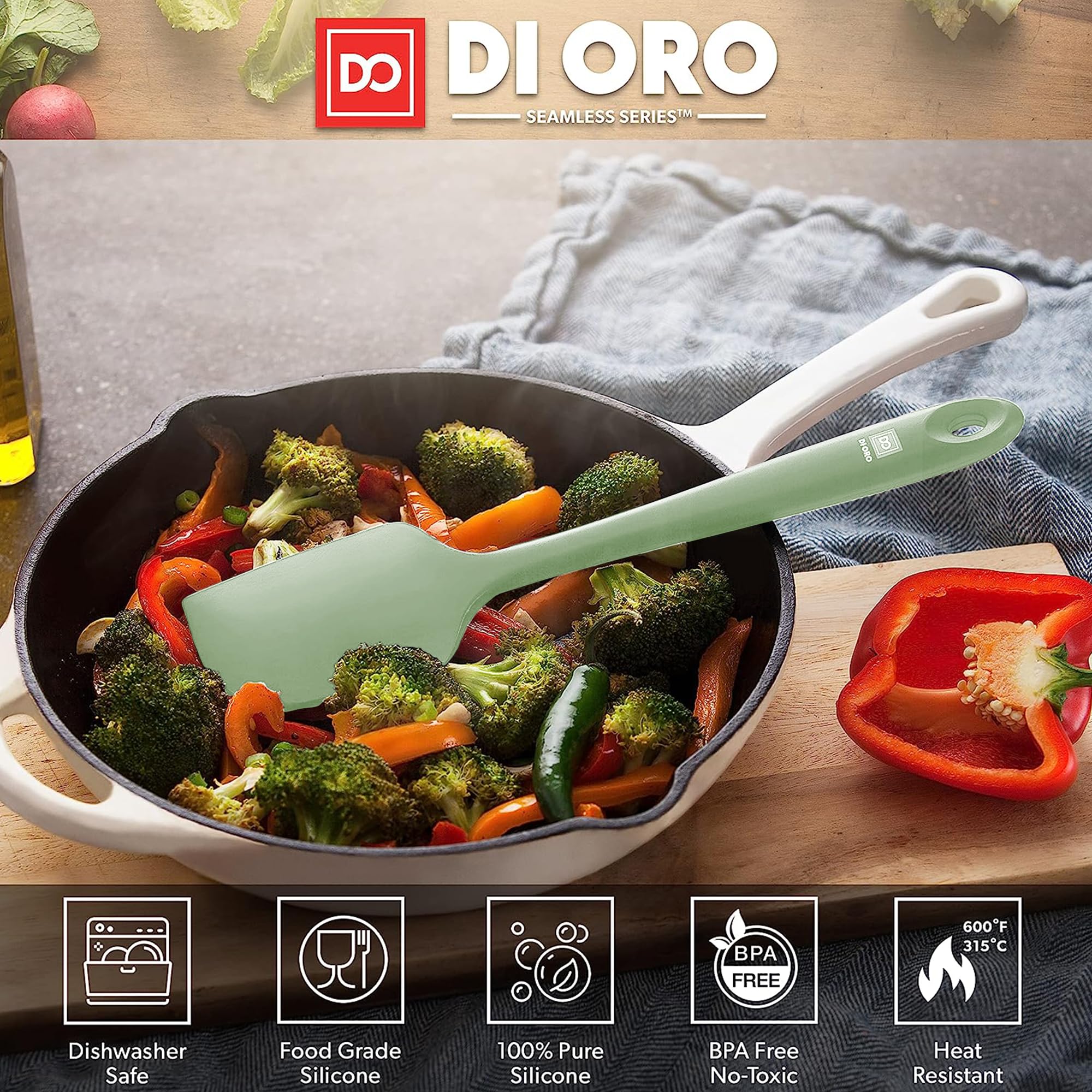 DI ORO silicone spatula safe for nonstick cookware.