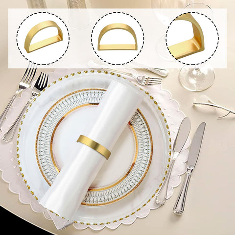 DI QIU REN gold napkin rings simple to clean and store after use